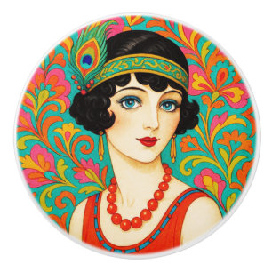 Colorful Bright Flapper Ceramic Knob