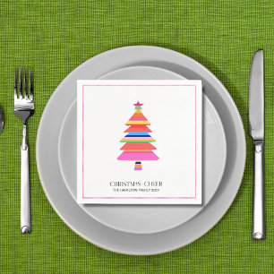 Colorful Bright Modern Christmas Tree Napkin
