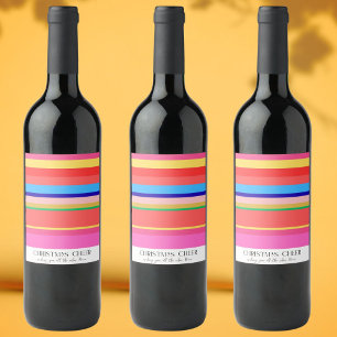 Colorful Bright Modern Christmas Wine Label