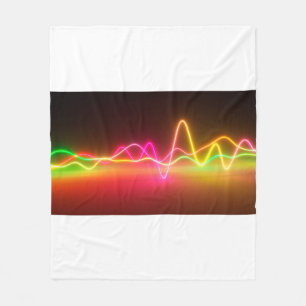 Colorful bright neon glowing graphic equalizer. Mu Fleece Blanket