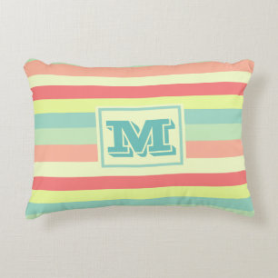 Colorful Bright Stripes Modern Monogram Decorative Cushion