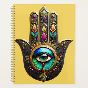 Colorful Brown Gold Hamsa Rainbow Color Third Eye Planner