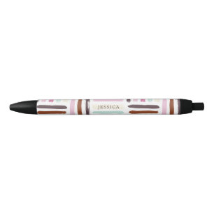 Colorful Brush Strokes Personalized Black Ink Pen