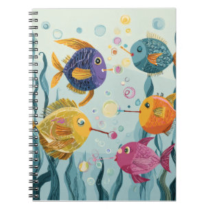 Colorful Bubble Fish Underwater Notebook