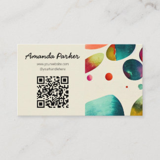 Colorful bubbles QR code business card