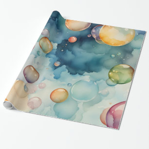 Colorful Bubbles Watercolor Art  Wrapping Paper
