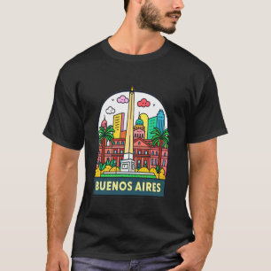Colorful Buenos Aires Landmark Design T-Shirt