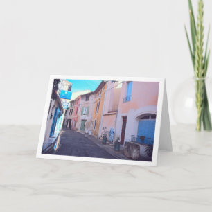 "COLORFUL BUILDING FACADES ON EUROPEAN STREET" CARD