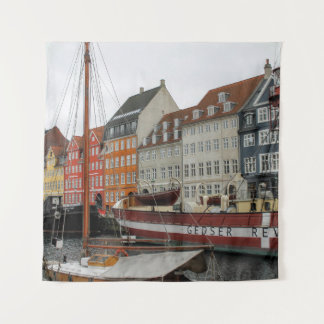 COLORFUL BUILDINGS BESIDE THE RIVER TAPESTRY
