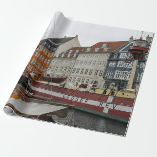 COLORFUL BUILDINGS BESIDE THE RIVER WRAPPING PAPER