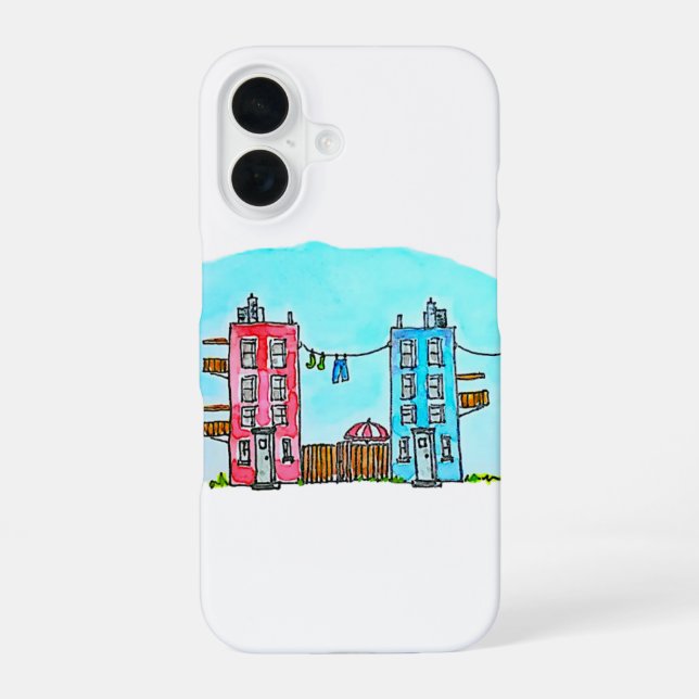 Colorful Buildings iPhone 16 Case (Back)