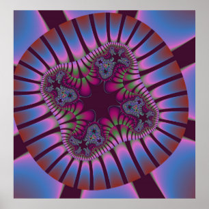 Colorful Burgundy and Light Blue Fractal Poster
