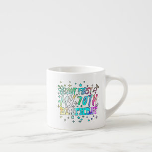 colorful but first my 70th birthday stripes text espresso cup