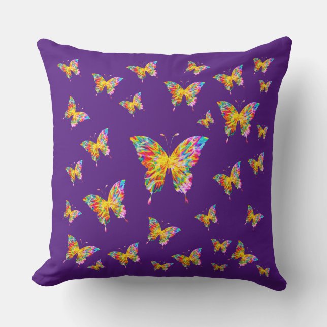 COLORFUL BUTTERFLIES ABSTRACT  CUSHION (Front)