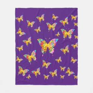 COLORFUL BUTTERFLIES ABSTRACT FLEECE BLANKET