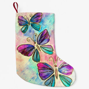 Colorful Butterflies Christmas Stocking Painting