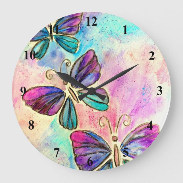 Colorful Butterflies Clock (Front)