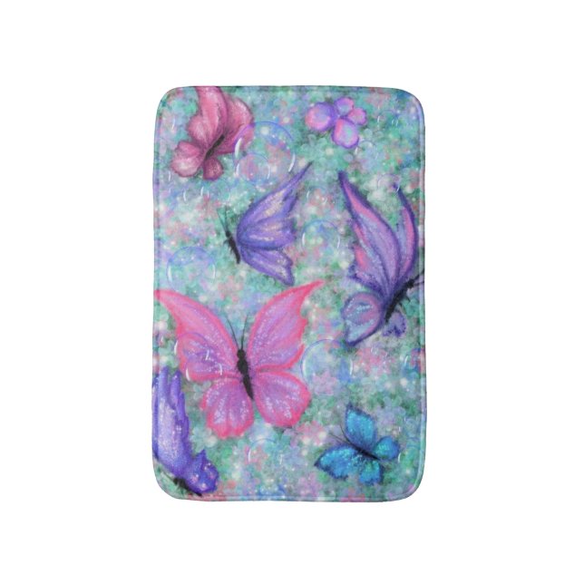 Colorful Butterflies Flying - Joy Bath Mat (Front Vertical)