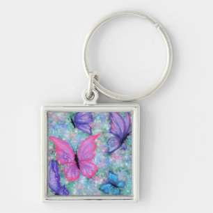 Colorful Butterflies Flying - Joy Key Ring