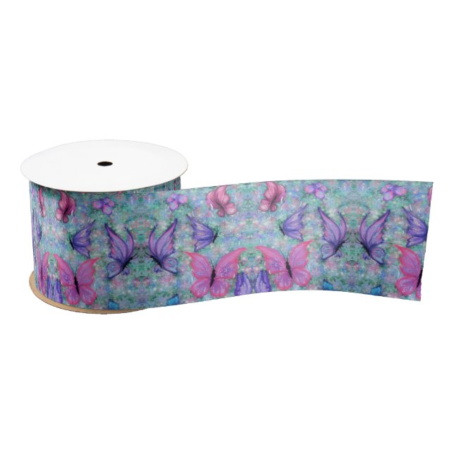 Colorful Butterflies Flying - Joy Satin Ribbon (Spool)