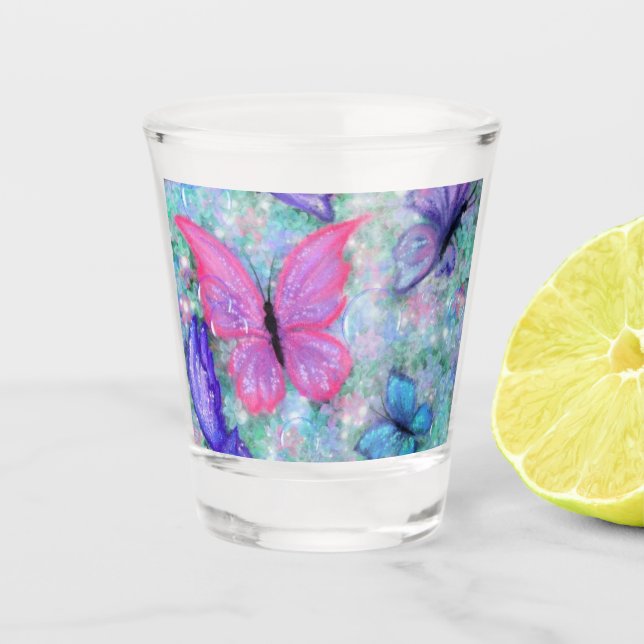 Colorful Butterflies Flying - Joy Shot Glass (Front)