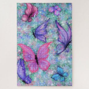 Colorful Butterflies Flying - Watercolor Jigsaw Puzzle