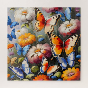 Colorful butterflies in garden jigsaw puzzle