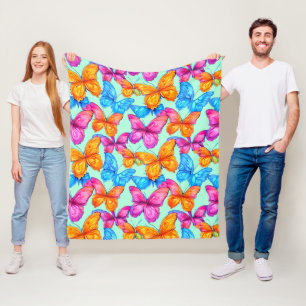 Colorful Butterflies Pattern  Fleece Blanket