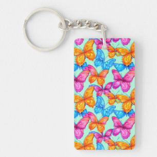 Colorful Butterflies Pattern Key Ring