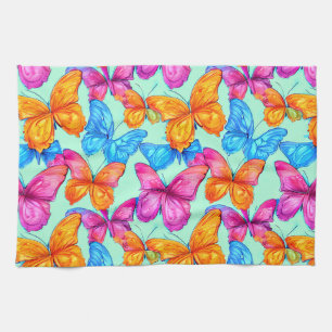 Colorful Butterflies Pattern Tea Towel