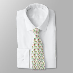 Colorful Butterflies Pink Flowers Cream Botanical Tie