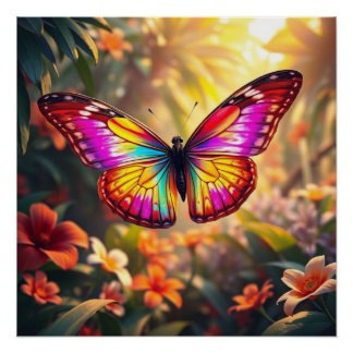colorful butterfly art poster