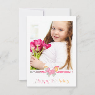 Colorful Butterfly Happy Birthday Quote Script Invitation