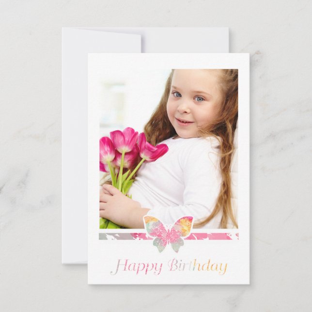 Colorful Butterfly Happy Birthday Quote Script Invitation (Front)