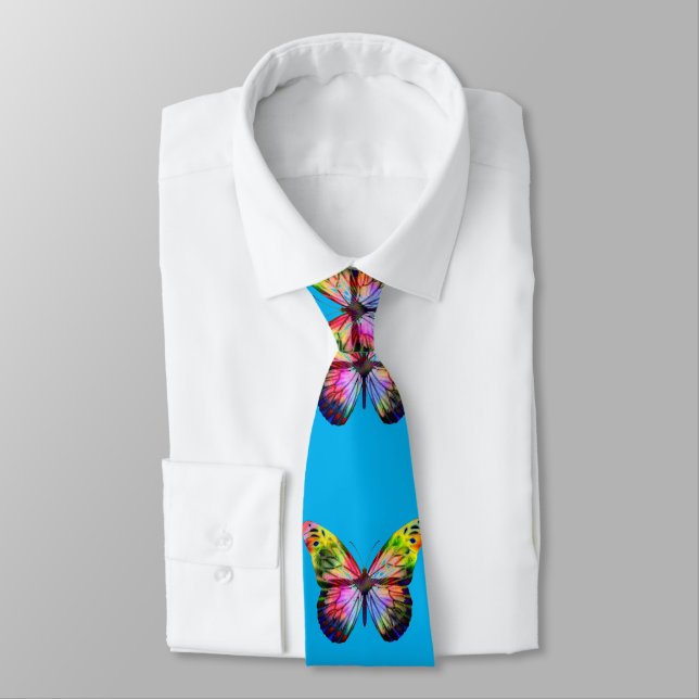 Colorful Butterfly Papillon Illustration Art Tie (Tied)