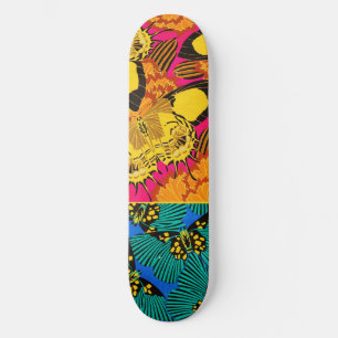 Colorful Butterfly Pattern Vintage Art Deco Design Skateboard