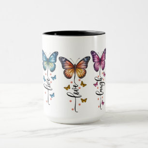 Colorful Butterfly Trio with Live Love Laugh Quote Mug