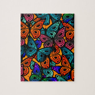 Colorful Butterfly Wings Pattern Jigsaw Puzzle