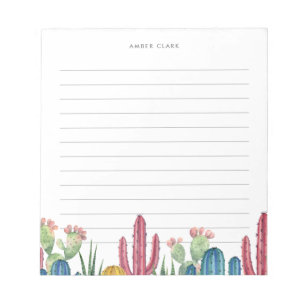 Colorful Cacti   Desert Theme Lined Notepad