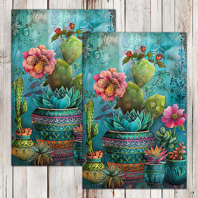 COLORFUL CACTUS AND SUCCULENTS DECOUPAGE TISSUE PAPER (COLORFUL CACTUS AND SUCCULENTS DECOUPAGE TISSUE PAPER)