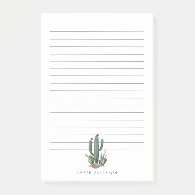 Colorful Cactus Bloom | Lined Post-it Notes (Front)