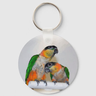 Colorful Caique Parrot Pair Keychain