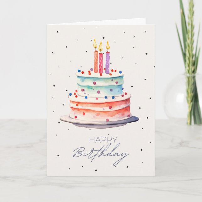 Colorful Cake & Confetti birthday Card (Front)