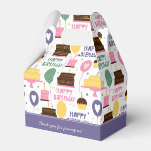 Colorful Cake Pattern Happy Birthday w/ Name Favour Box