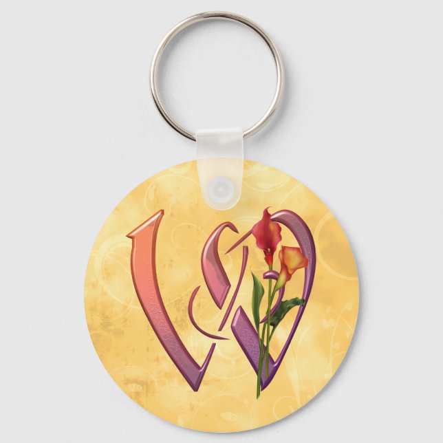 Colorful Calla Initial W Key Ring (Front)