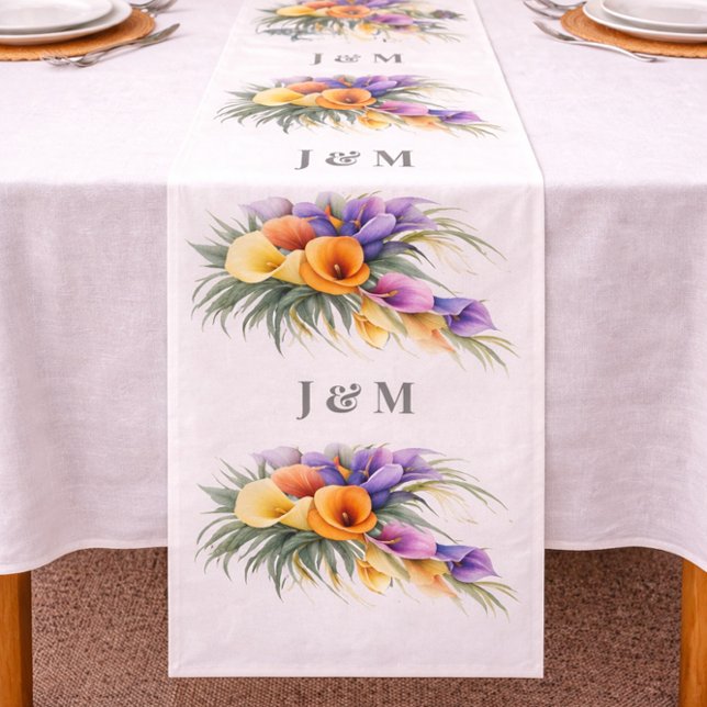 Colorful Calla Lilies Wedding Fabric with Monogram (Creator Uploaded)