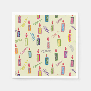 Colorful Candles Happy Birthday Napkins