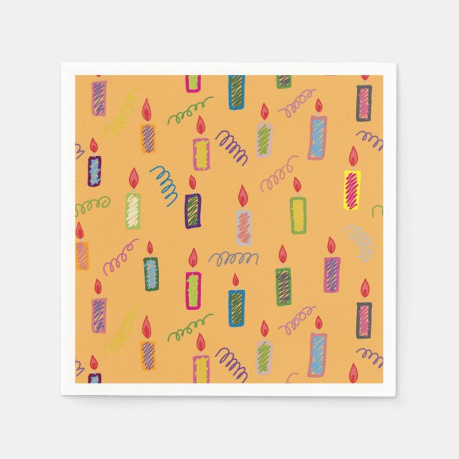 Colorful Candles Happy Birthday Napkins (Front)