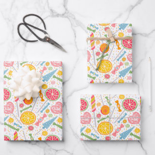 Colorful Candy Explosion Lollipop Orange Pink Red Wrapping Paper Sheet