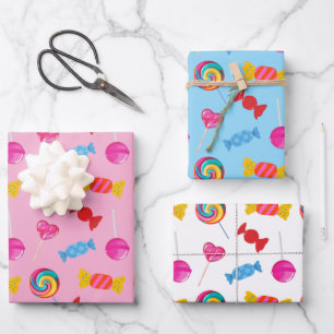 Colorful Candy & Lollipop Pattern  Wrapping Paper Sheet